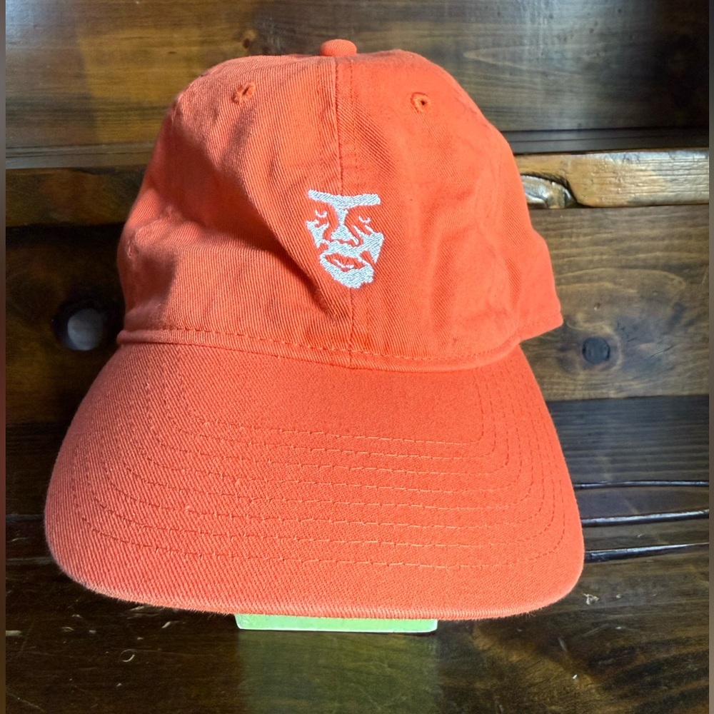Obey Hat Cap Strap Back Orange Embroidered Face Graphic Classic Streetwear Mens